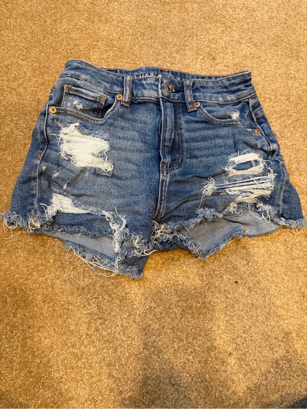 American Eagle Outfitters Ripped Denim Cutoff Shorts - Blue Size 00